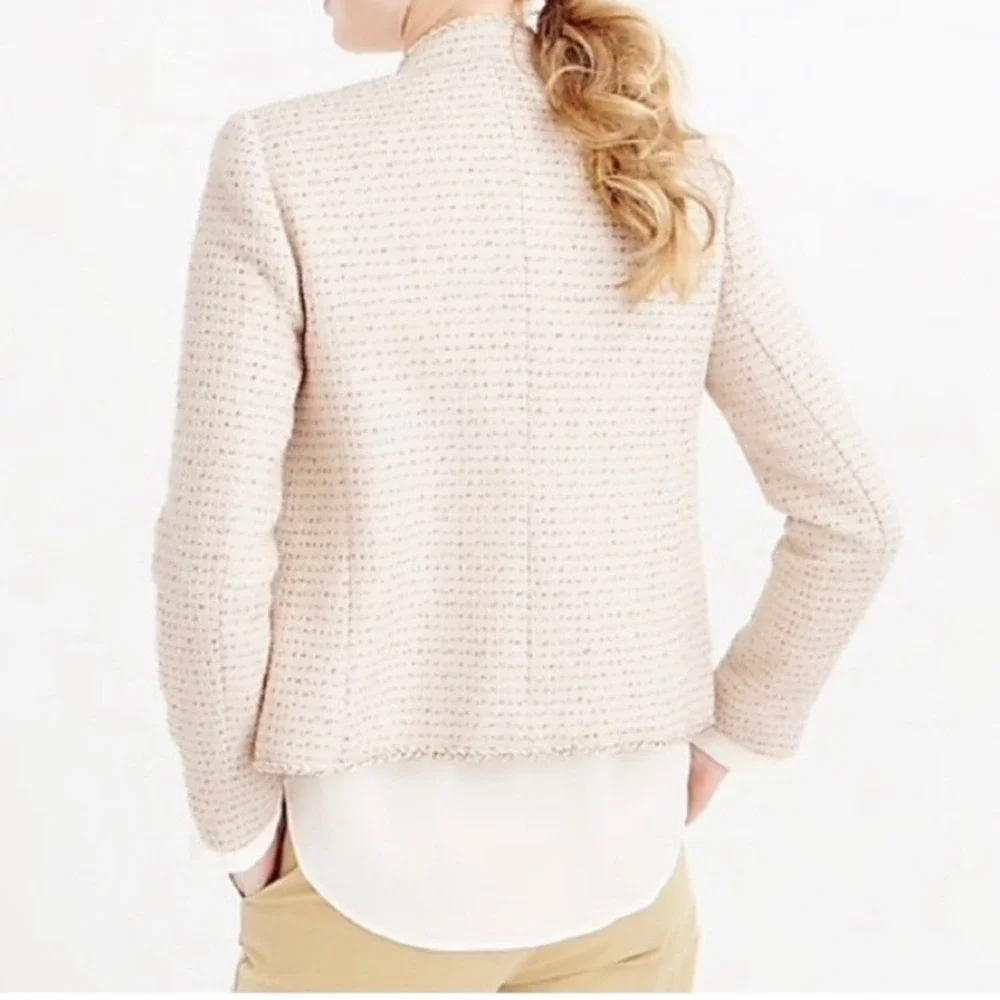 JCrew Tweed Blazer with Metallic Thread size 0 cream‎ beige classic elegant
